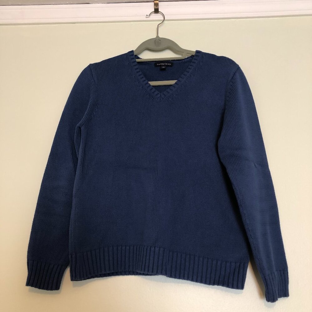 Land's End 100% Baumwolle Cotton V-Neck Sweater - Size M